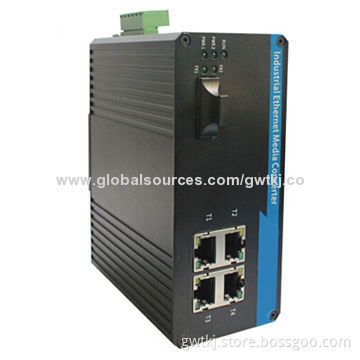Gigabit Industrial Ethernet Media Converter, 4-port 10/100/1000Base-T (x), DIN-rail/Wall Mounting